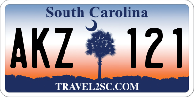 SC license plate AKZ121