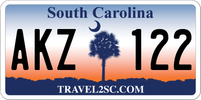 SC license plate AKZ122