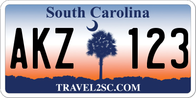 SC license plate AKZ123