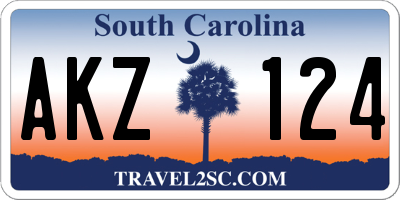 SC license plate AKZ124