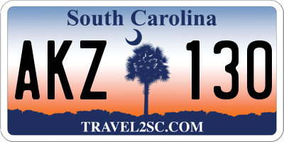 SC license plate AKZ130