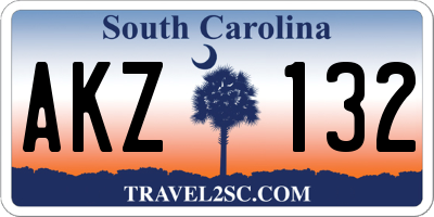 SC license plate AKZ132