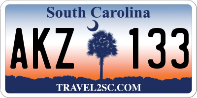 SC license plate AKZ133