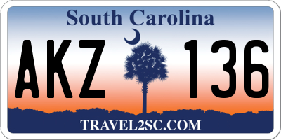 SC license plate AKZ136