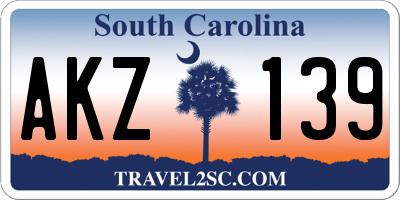 SC license plate AKZ139