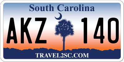 SC license plate AKZ140