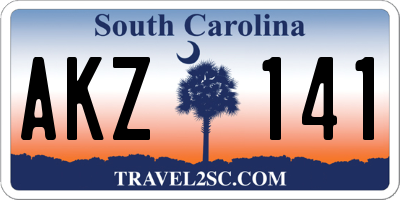 SC license plate AKZ141