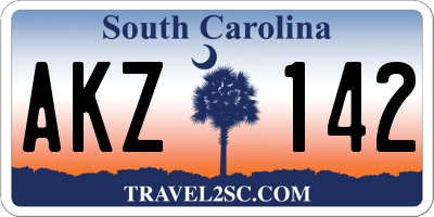 SC license plate AKZ142