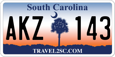 SC license plate AKZ143