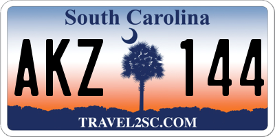 SC license plate AKZ144