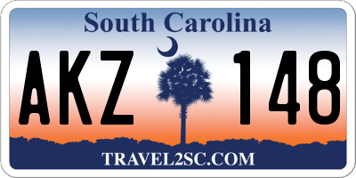 SC license plate AKZ148