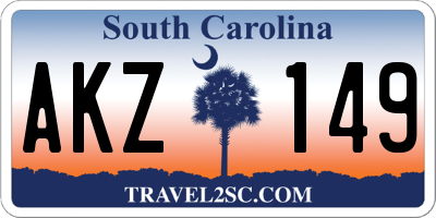 SC license plate AKZ149