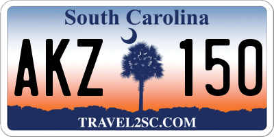 SC license plate AKZ150
