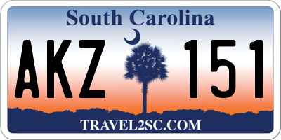SC license plate AKZ151