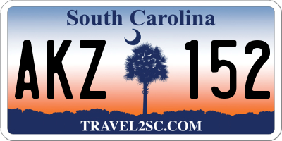 SC license plate AKZ152