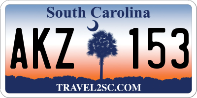 SC license plate AKZ153