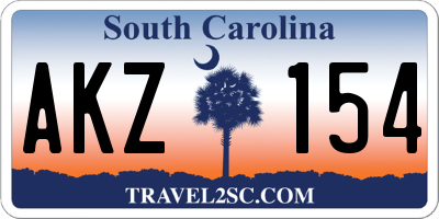 SC license plate AKZ154