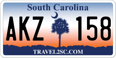 SC license plate AKZ158