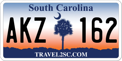SC license plate AKZ162