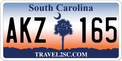SC license plate AKZ165