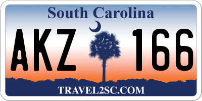 SC license plate AKZ166