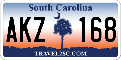 SC license plate AKZ168
