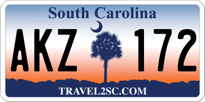 SC license plate AKZ172