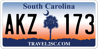 SC license plate AKZ173