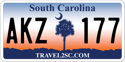 SC license plate AKZ177