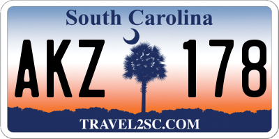 SC license plate AKZ178