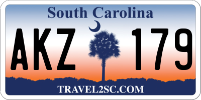 SC license plate AKZ179