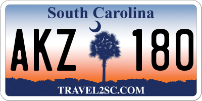 SC license plate AKZ180