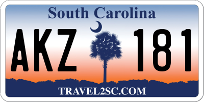 SC license plate AKZ181