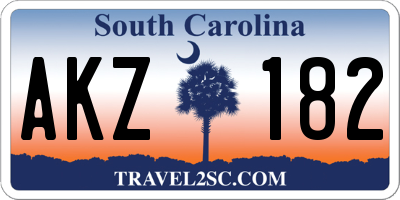 SC license plate AKZ182