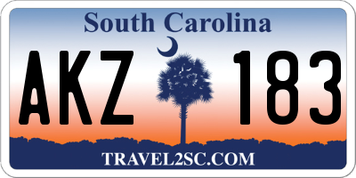 SC license plate AKZ183