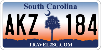 SC license plate AKZ184