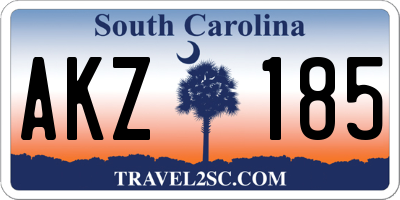 SC license plate AKZ185