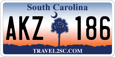 SC license plate AKZ186