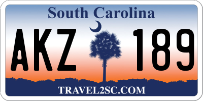 SC license plate AKZ189