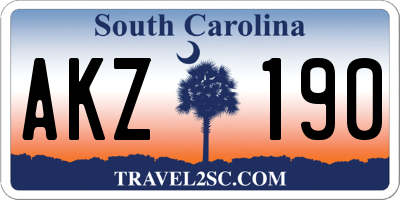 SC license plate AKZ190