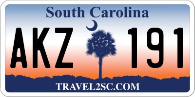 SC license plate AKZ191