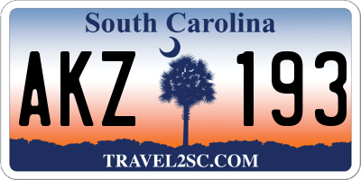SC license plate AKZ193