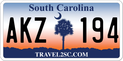 SC license plate AKZ194