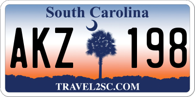 SC license plate AKZ198