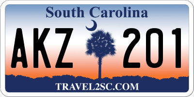 SC license plate AKZ201