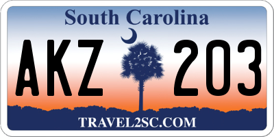 SC license plate AKZ203