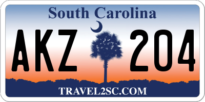 SC license plate AKZ204