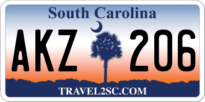 SC license plate AKZ206