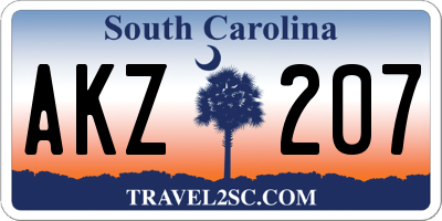 SC license plate AKZ207