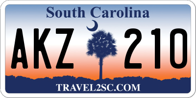 SC license plate AKZ210